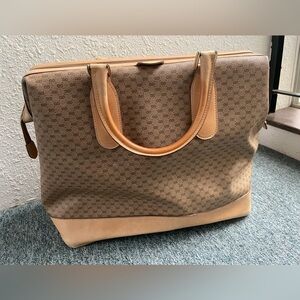 Vintage GUCCI GG PATTERN BOSTON TRAVEL BAG with locks and keys